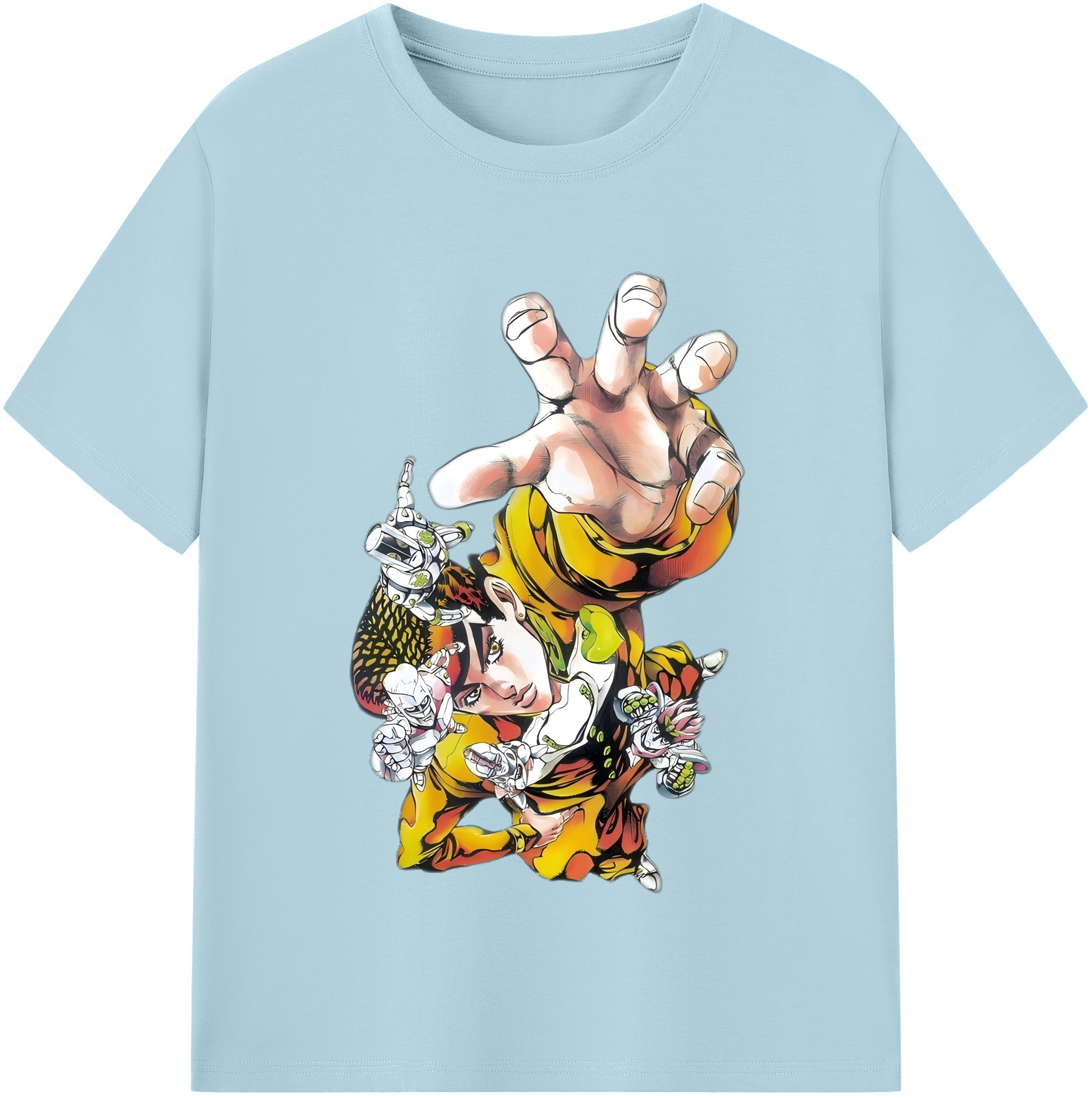 （画像用） ジョジョの奇妙な冒険 ひがしかた じょうすけ JoJo's Bizarre Adventure Higashikata Josuke 綿100％半袖Tシャツ（フロントプリント）